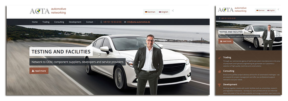 Website von Acta Automotive